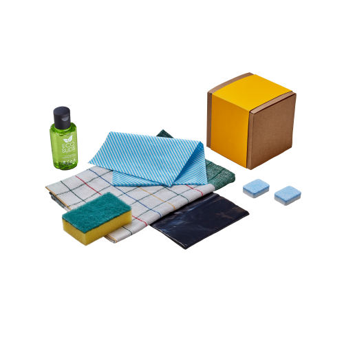 Cleaning Welcome Box with Dishwasher Tablets and Yellow Sleeve (Box of 100)