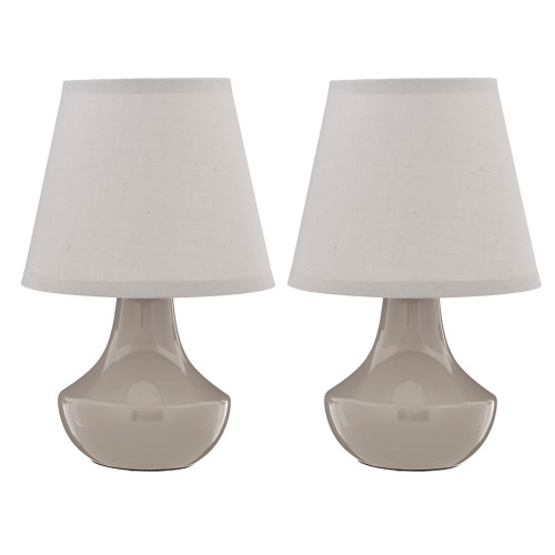 Set of Two Ceramic Table Lamps (D18 x W18 x H27cm) - Grey