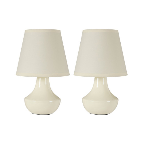 Set of Two Ceramic Table Lamps (D18 x W18 x H27cm) - Cream