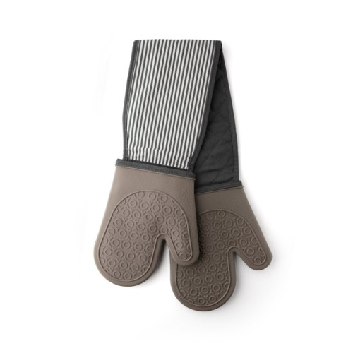 Silicone Grey Stripe Double Oven Glove 21 x 75cm