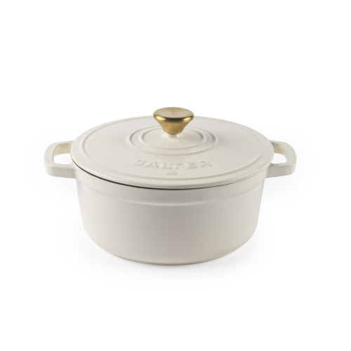 Salter Ceramic Cast Iron Casserole Dish 3.4 Litres | 24cm - Cream
