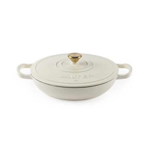 Salter Ceramic Cast Iron Shallow Casserole Dish 2.8 Litres | 30cm - Cream