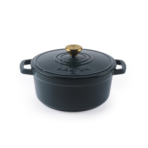 Salter Ceramic Cast Iron Casserole Dish 3.4 Litres | 24cm - Green