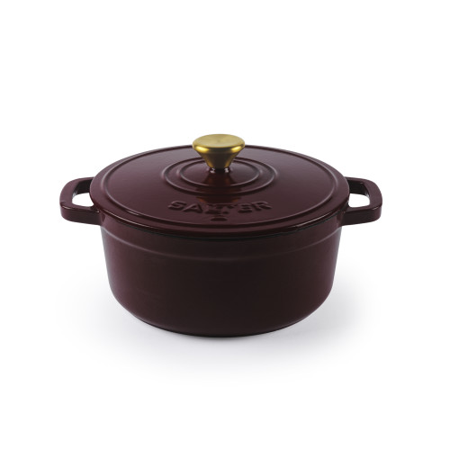 Salter Ceramic Cast Iron Casserole Dish 3.4 Litres | 24cm - Red