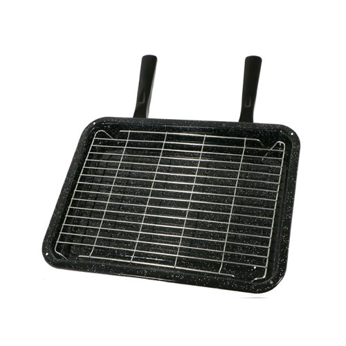 Enamel Grill Pan and Rack with Detachable Handles (H6 x W42 x D30cm)
