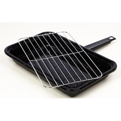 Enamel Grill Pan and Rack (H3.8 x W33 x D21cm)