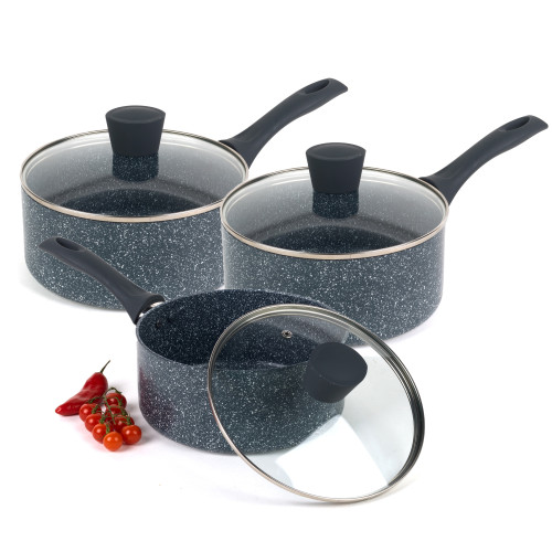 Russell Hobbs Nightfall Stone 3 Piece Saucepan Set