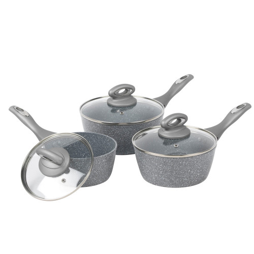 Salter Marblestone 3 Piece Saucepan Set