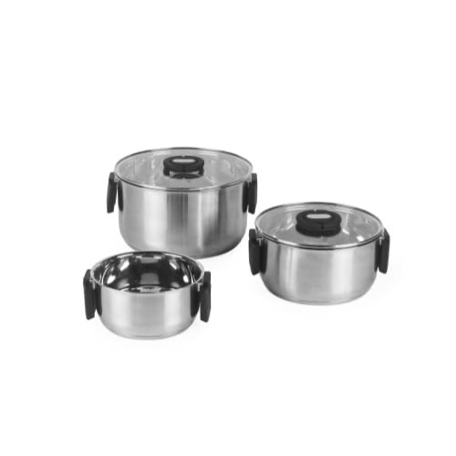 Salter Stainless Steel Stack In 3 Piece Saucepan Set