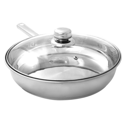 Stainless Steel Frying Pan with Glass Lid 24cm