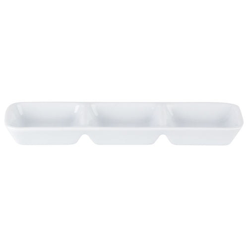 Porcelite Three Divisional Dip Tray 20 x 6.5cm | 7.75 x 2.5" (Box of 6)