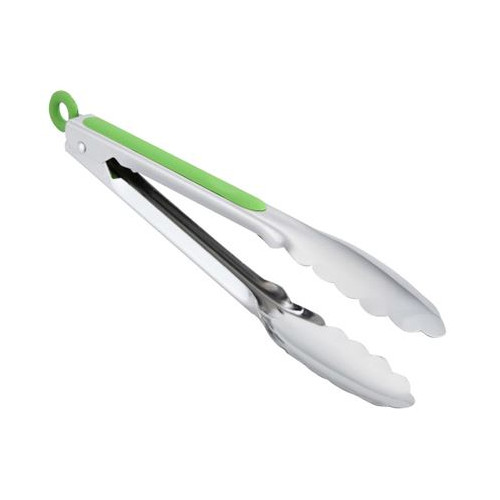 Stainless Steel Tongs in Green 23cm
