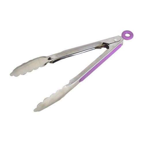 Stainless Steel Tongs in Purple 23cm