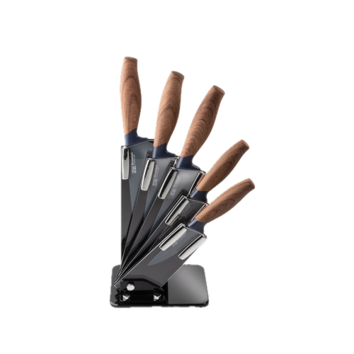 Walnut Ceramic Coated 5 Piece Fan Knife Block