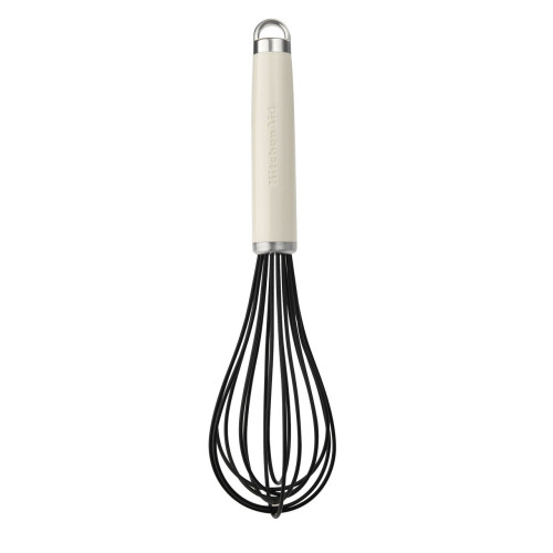 KitchenCraft Black Silicone Head and Cream Handle Whisk 25cm