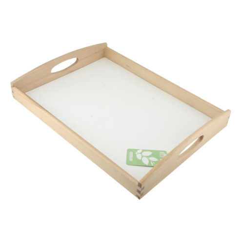 Wooden Serving Tray with White Base 40 x 30cm
