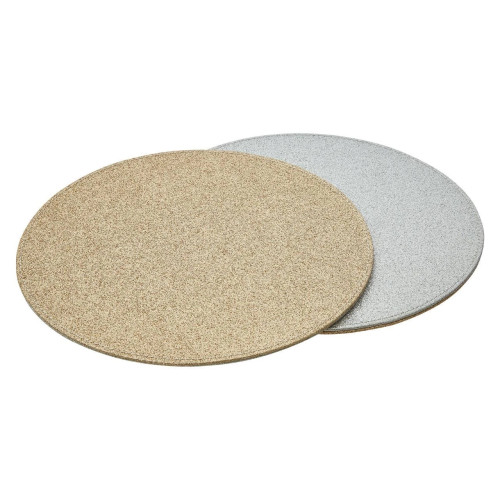 Set of 4 Geome Round Faux Leather Silver and Gold Placemats