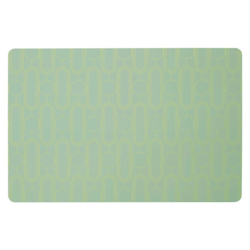 Set of 4 Deco Green & Gold Foil Print Plastic Placemats