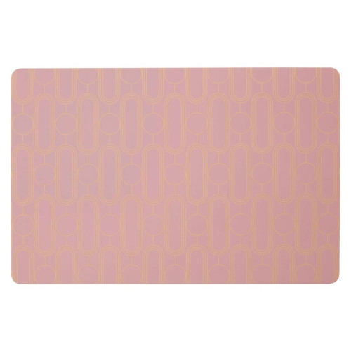 Set of 4 Deco Pink & Gold Foil Print Plastic Placemats