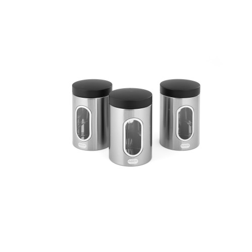 Addis Set of 3 Canisters 1.4 Litre (H17 x W11 x D11cm) - Stainless Steel