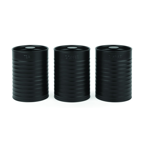 Russell Hobbs Ribbed Set of 3 Canisters - Black