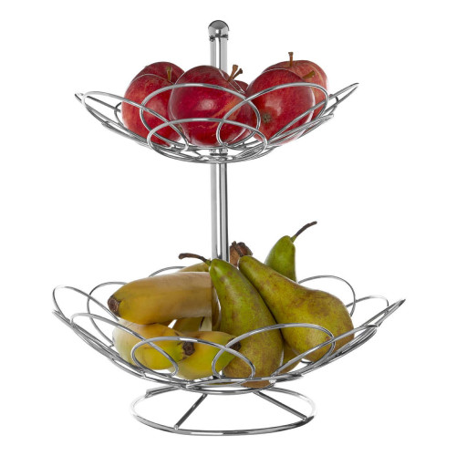 Ellipse 2 Tier Chrome Fruit Basket (H37 x W31 x D31cm)