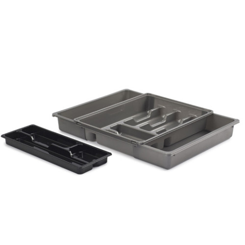 Whitefurze Silver Plastic Adjustable Cutlery Tray 39 x 39 x 6cm - Silver