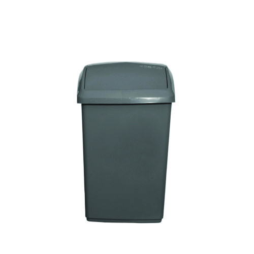 Whitefurze Swing Top Bin 10 Litre (H38 x W23 x D21cm) - Silver