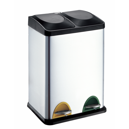 Stainless Steel 2 Compartment Recycling Pedal Bin 40 Litre (H60 x W41 x D29.5cm)