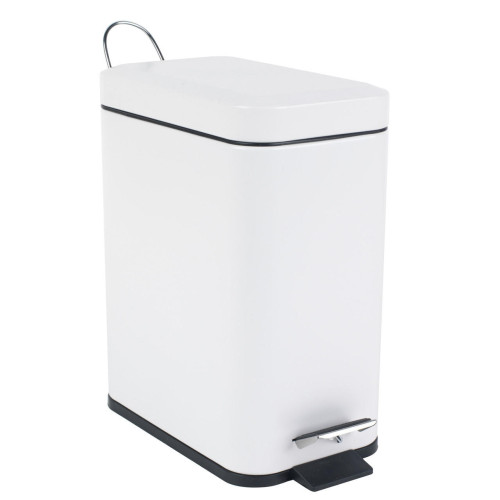 Beldray Stainless Steel Soft Close Rectangle Pedal Bin 5 Litre (H26 x W14 x D2.5cm) - White