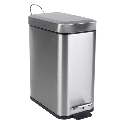 Beldray Stainless Steel Soft Close Rectangle Pedal Bin 5 Litre (H26 x W14 x D2.5cm) - Chrome
