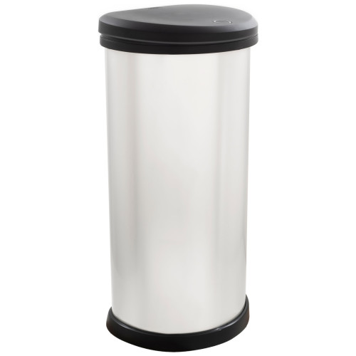 Curver Deco D-Shape Touch Top Push Lid Bin 40 Litre (H67 x W34 x D29cm) - Silver