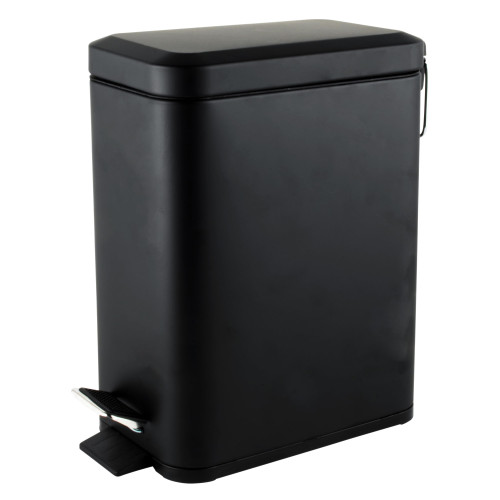 Beldray Stainless Steel Soft Close Rectangle Pedal Bin 5 Litre (H26 x W14 x D2.5cm) - Black