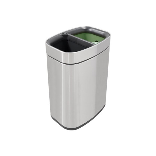 Corby of Windsor Newport Dual Recycling Bin 6+6 Litre (H36.5 x W19.2 x D27.2cm) (Box of 6) - Brushed Steel