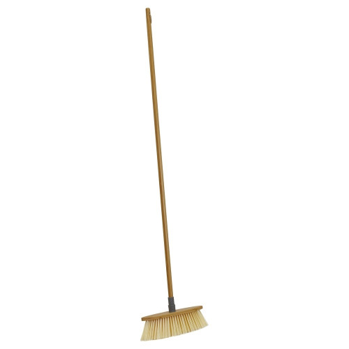 Bamboo Sweeping Broom Head with Soft Fibres and Handle (H129 x W31 x D6cm) - Wood