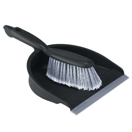 Standard Dust Pan Set with Soft Fibres (H10 x W23 x D31cm) - Graphite