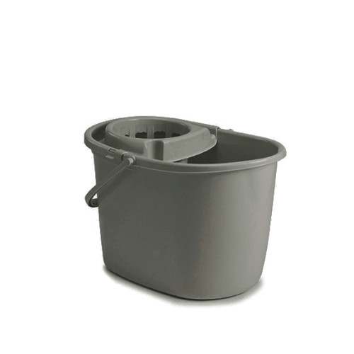 Whitefurze Mop Bucket with Wringer 15 Litre (H29 x W39 x D30cm) - Silver