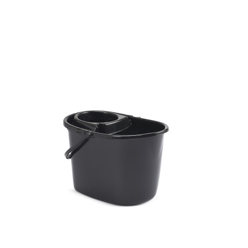 Whitefurze Mop Bucket with Wringer 15 Litre (H29 x W39 x D30cm) - Black