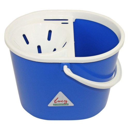 Lucy Professional Mop Bucket with Wringer 12 Litre (H24 x W30 x D32cm) - Blue