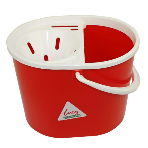 Lucy Professional Mop Bucket with Wringer 12 Litre (H24 x W30 x D32cm) - Red