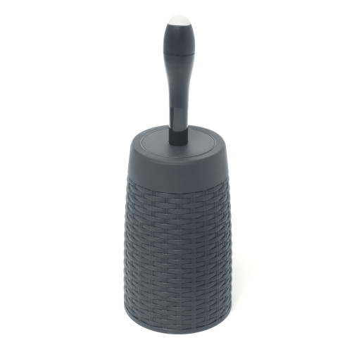 Addis Rattan Effect Toilet Brush Set (H42 x W15 x D15cm) - Charcoal
