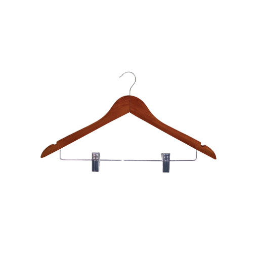Corby of Windsor Hook Coat Hangers with Clips (Box of 100) - Dark Wood