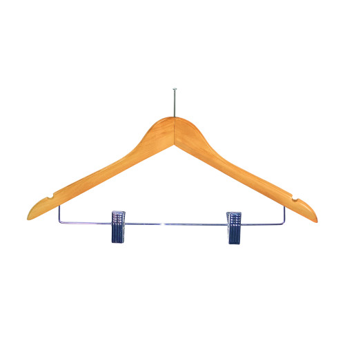 Corby of Windsor Pin Coat Hangers with Clips (Box of 100) - Light Wood