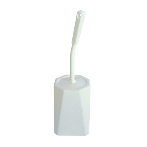 White Plastic Enclosed Toilet Brush Set