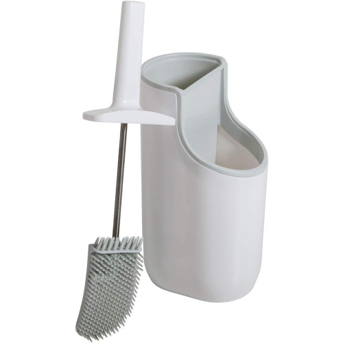 Addis Plastic & Silicone Bristle Toilet Brush & Storage Set
