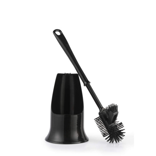 Beldray Antibac Plastic & Silicone Bristle Open Toilet Brush Set - Black