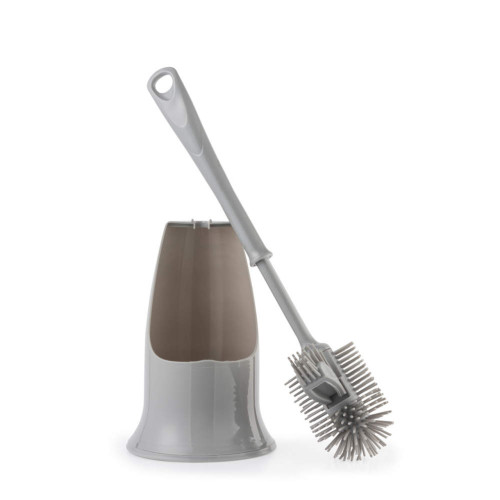 Beldray Antibac Plastic & Silicone Bristle Open Toilet Brush Set - Grey