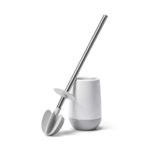 Croydex Grey and White Silicone Toilet Brush Set (H52.4 x W10.9 x D10.9cm)