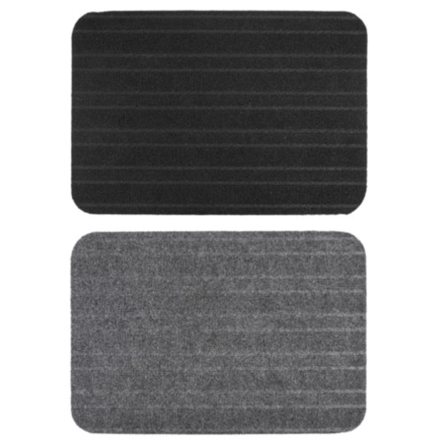 Polyester with Rubber Backing Doormat (H1 x W60 x D40cm) - Grey/Black