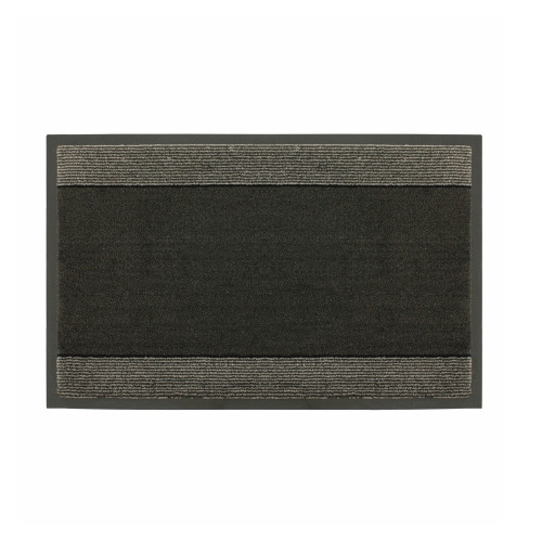 Miracle Polypropylene with Vinyl Backing Doormat (Box of 12) (H1 x W90 x D60cm) - Grey/Black